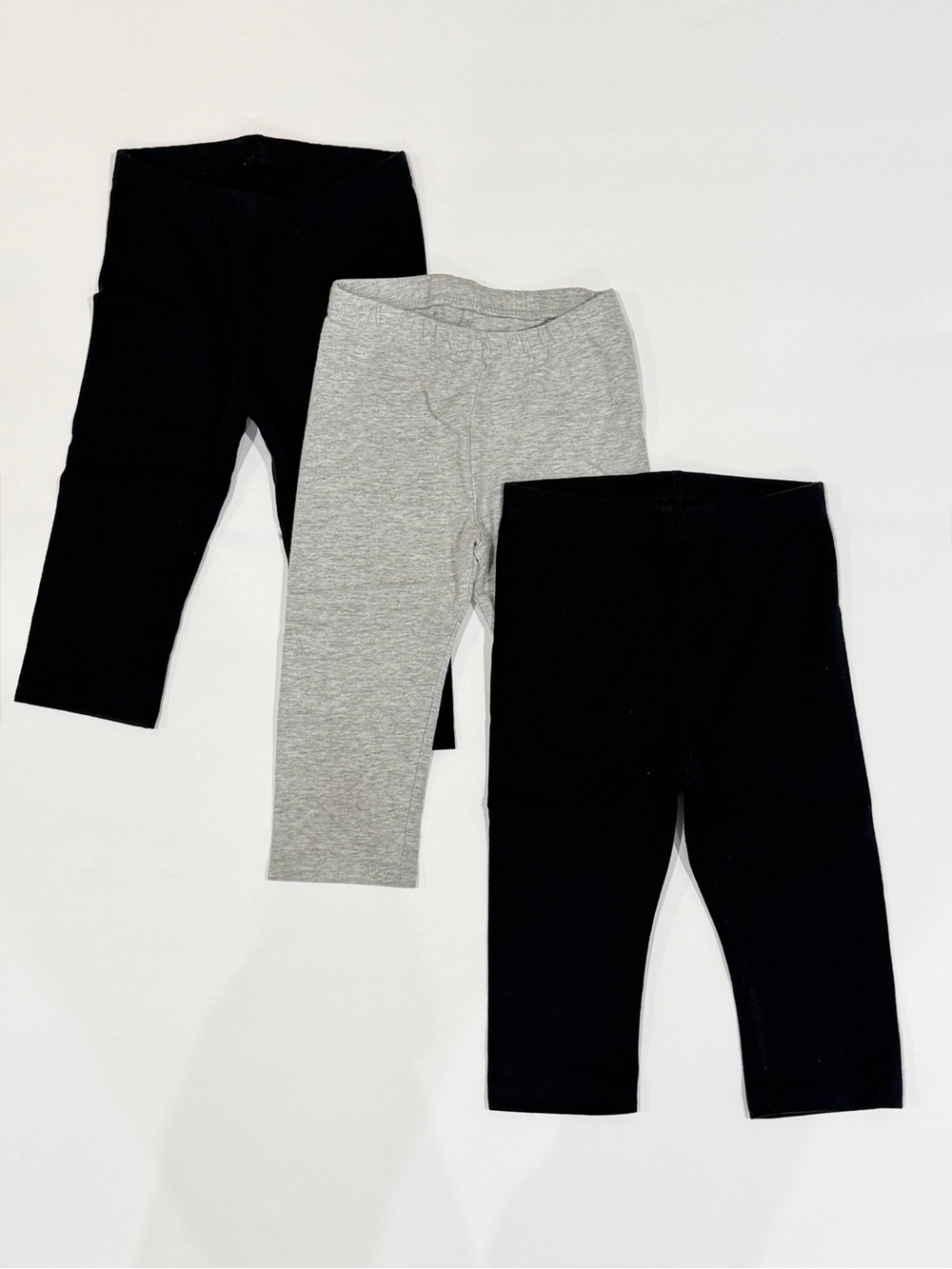 3-Pack Cat & Jack Toddler Girls Black & Gray Cotton Capri Leggings - 3T